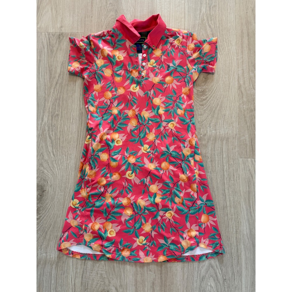 William Murray Polo Dress Womens XS Pink Peach Floral Golf Athletic Short Sleeve